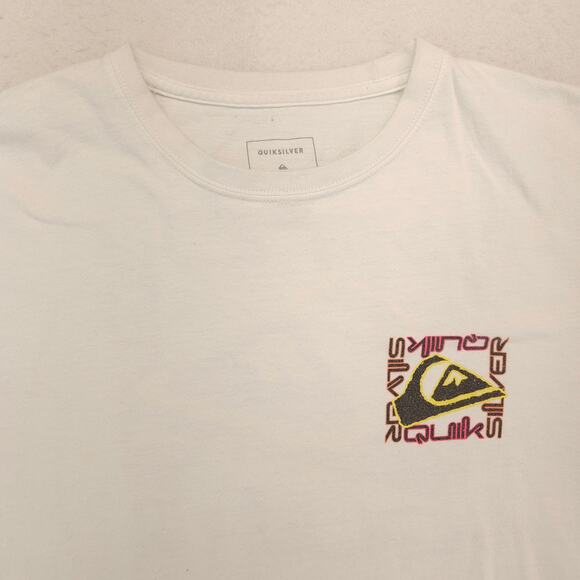 Quiksilver Crew Neck Short Sleeve Graphic T Shirt Mens Size Large L White - Picture 1 of 9